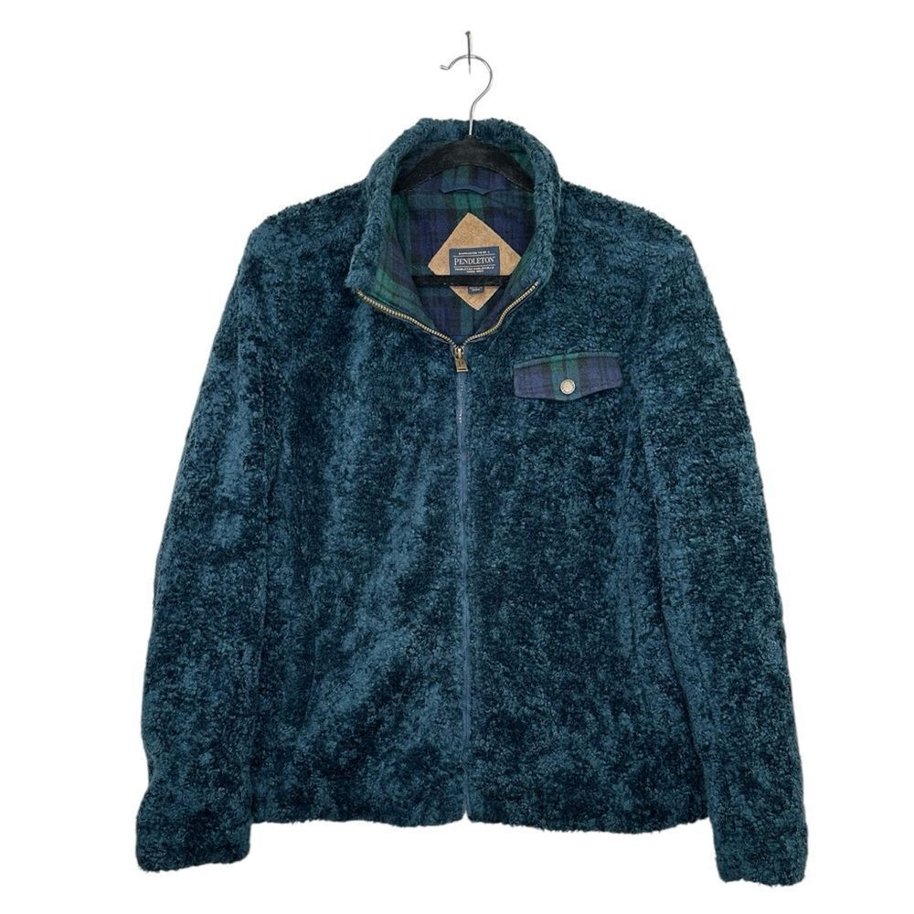 Pendleton Women’s Full Zip Up Navy Blue Sherpa Fleece Jacket Size Large